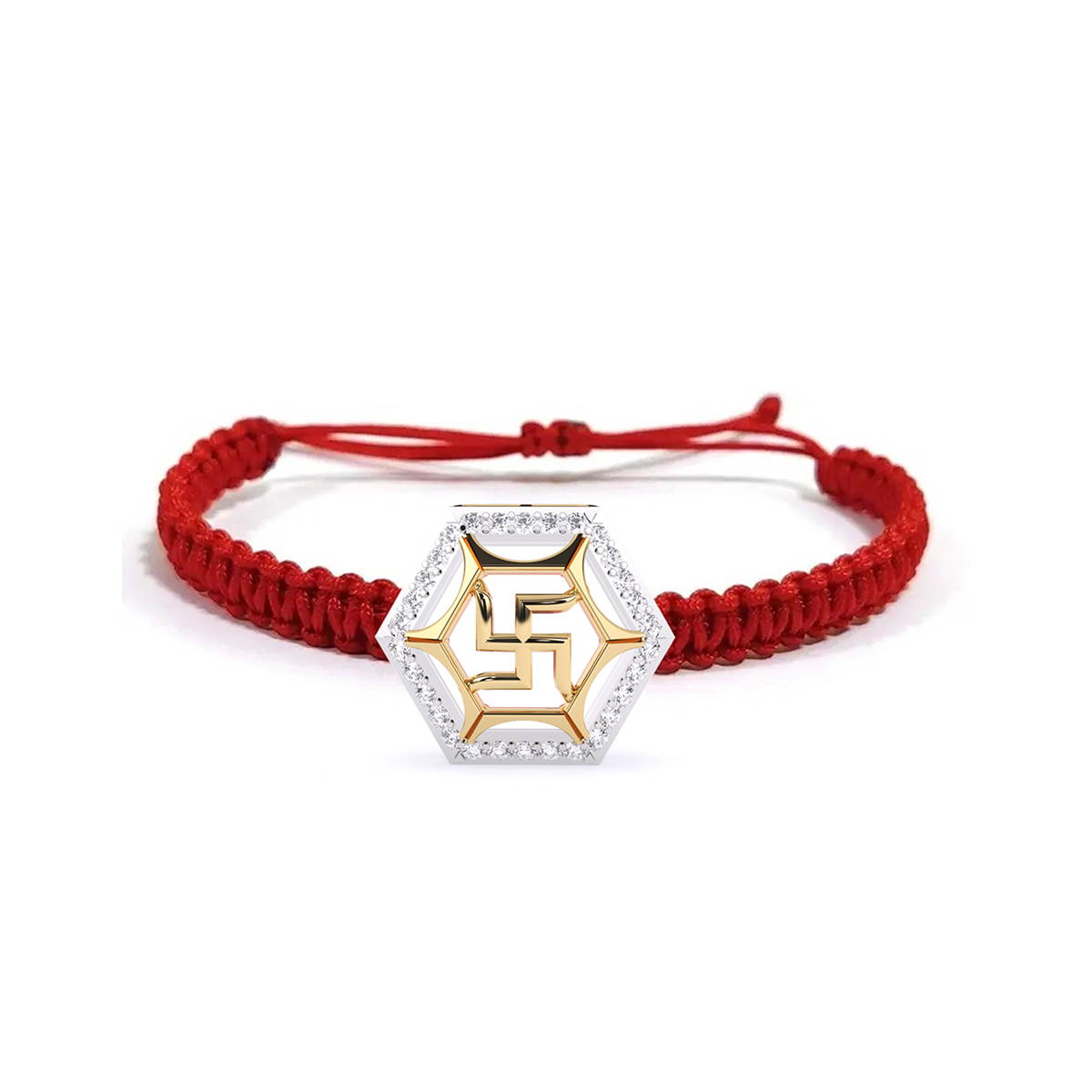 Spiritual Sparkle Swastik And Elegant Hexagon Lab Diamond Halo